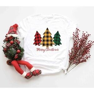 Christmas Tree Shirts Plaid Christmas Tree Graphic Tee Holiday Xmas Shirt